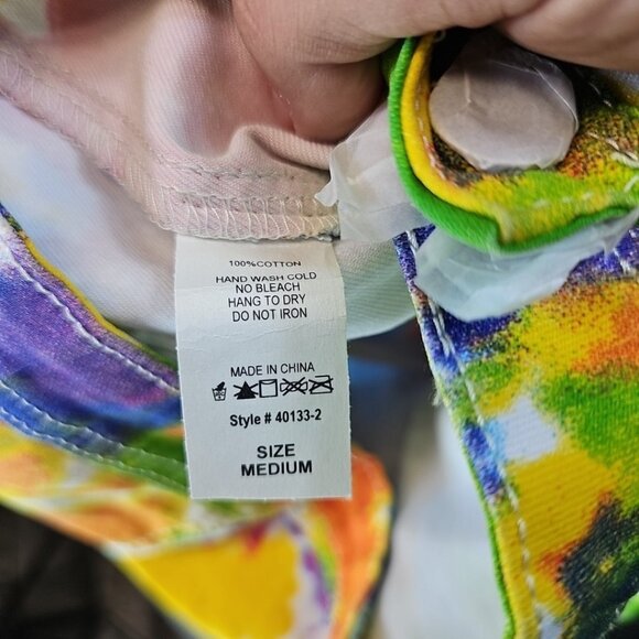 2BME Fashion Jeans Womens M High Rise Bell Bottom Flare Rainbow Tie Dye Boho - Picture 4 of 10